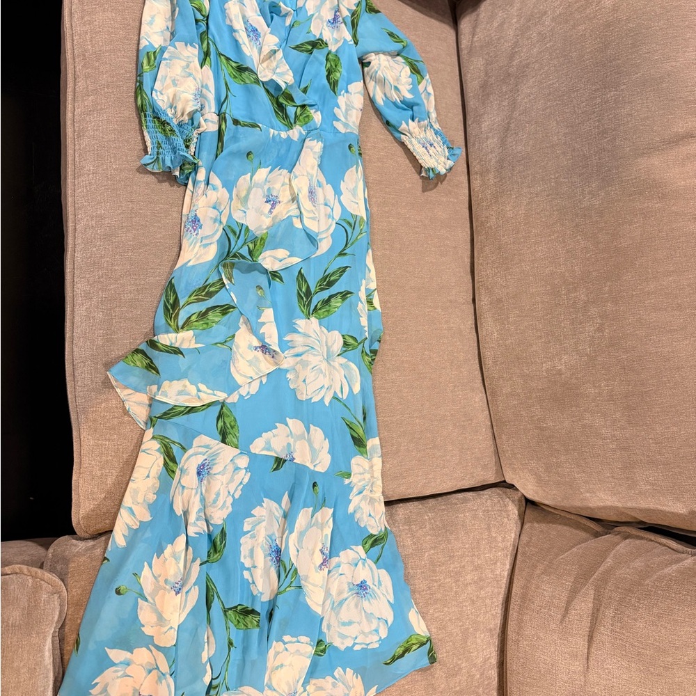 Taylor Blue and White Floral Maxi Dress